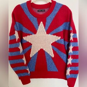SHEIN Vibrant Red, Blue and White Star Sweater